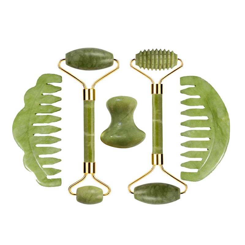 JadeGlow™ Facial Sculpting Set - Natural Jade Roller & Gua Sha