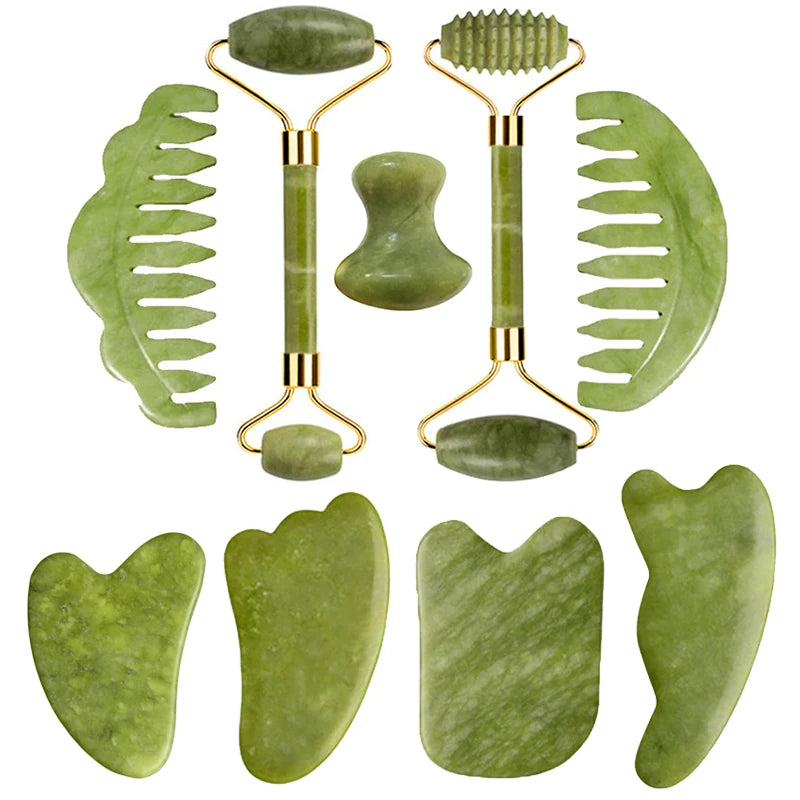 JadeGlow™ Facial Sculpting Set - Natural Jade Roller & Gua Sha