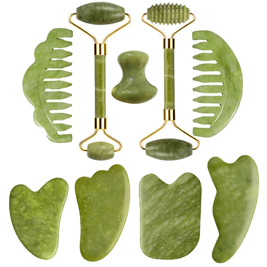 JadeGlow™ Facial Sculpting Set - Natural Jade Roller & Gua Sha
