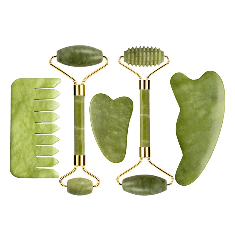 JadeGlow™ Facial Sculpting Set - Natural Jade Roller & Gua Sha
